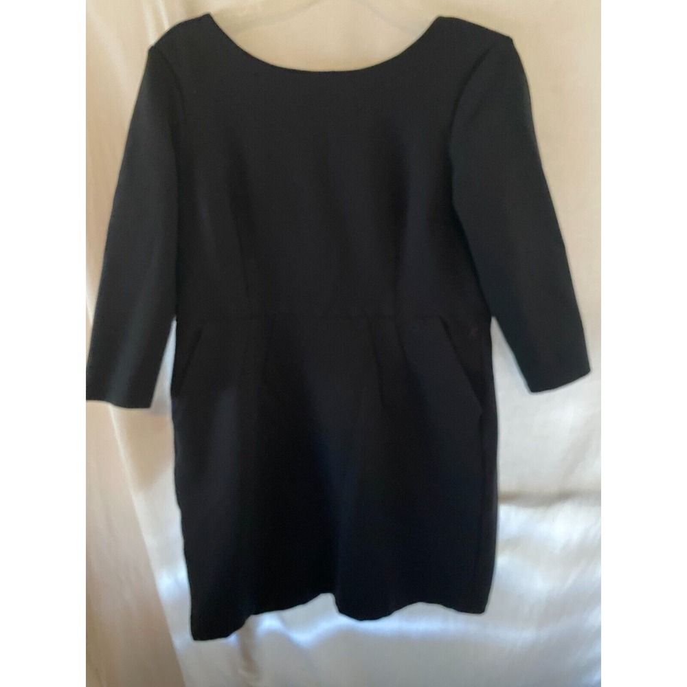 Women's Land's End Black Dress 3/4 Sleeves‎ Size 14P with Pockets